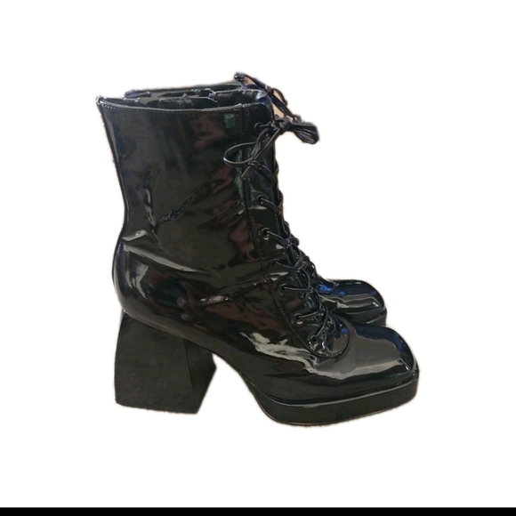 Sam Edelman Circus Womens Black Patent Leather Kia Gothic Punk Platform Boots 11 - Picture 4 of 16